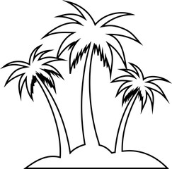 Obraz premium Palm tree tropical island outline vector for paradise posters, exotic tourism ads, and holiday designs.