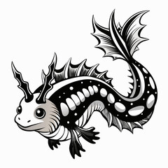  Dragon Nudibranch  white bracgraund black colou