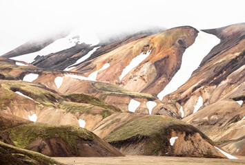 hiking trail at mountain landscape called Landmannalaugar highlands in Iceland