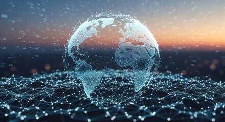 Digital globe hovers above network