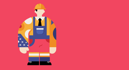 Professional worker or engineer in a hard hat and overalls, symbolizing construction, industry, and skilled labor. Ideal for business, career, or safety concepts.