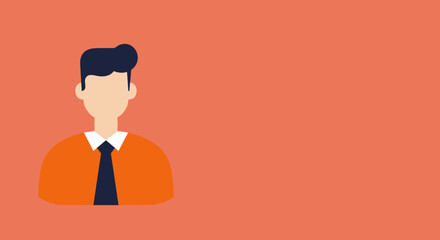 Minimalist male business avatar in orange shirt and tie on a clean background. Ideal for profiles, customer service, and corporate identity.