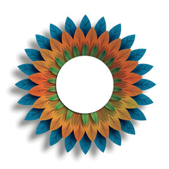 "Colorful Geometric Sunflower Illustration with Multicolored Petals on White Background – Modern Minimalist Floral Design"
