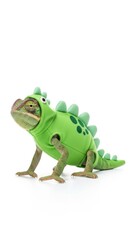 Naklejka premium chameleon dressed as a dinosaur, Halloween costume, prehistoric dino costume