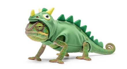 Obraz premium chameleon dressed as a dinosaur, Halloween costume, prehistoric dino costume