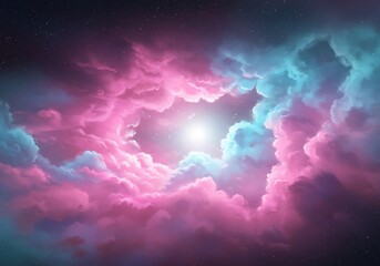몽환적인 핑크 블루 우주 구름 풍경화