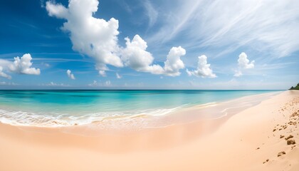 Fototapeta premium A tranquil Caribbean beach scene under a vibrant blue sky.