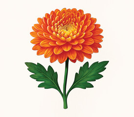 Vibrant orange dahlia flower, a beautiful summer blossom, isolated on a white background