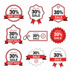 Collection Of Bright Red Sale Badges And Labels For Discount Promotions And Special Offers