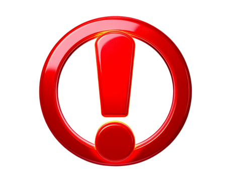 3d exclamation mark icon on Transparent Background