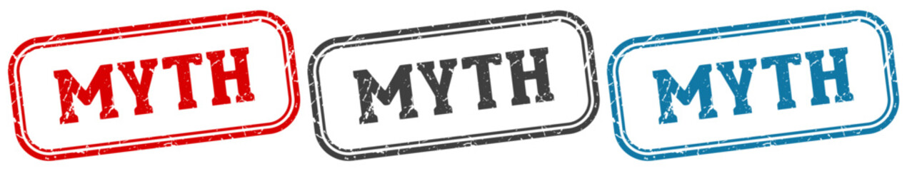 myth stamp. myth rectangular stamp set isolated on white background