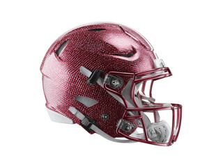 Fototapeta premium Maroon and white football helmet profile view, Isolated On White Background, Png Transparent
