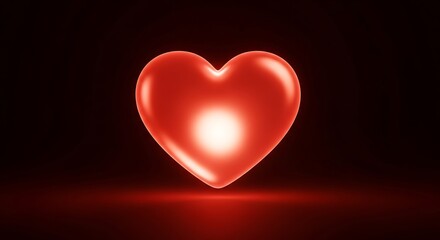 Radiant crimson heart emblem glowing against a deep velvety backdrop offering a symbol of love
