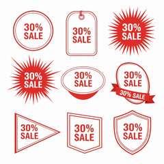 Set of sale tags 30% SALE