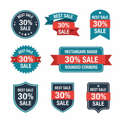 Obraz premium Best 30 Percent Sale Badges And Labels Set For Promotions And E‑Commerce Use
