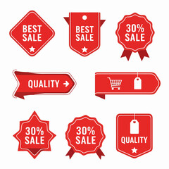 set of red sale labels