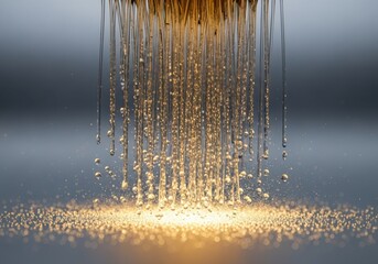 Captivating cascade: Golden streams and shimmering droplets evoke luxury
