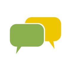 Flat Design Chat Bubbles Icon – Green and Yellow Speech Symbol