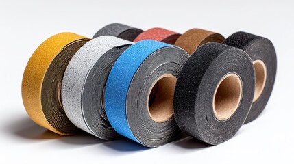 Hook And Loop. Round Sandpaper Set for Sanding Machine on White Background
