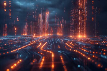 Vibrant abstract digital waveform background with dynamic glowing particles and waves in motion for technology themes.