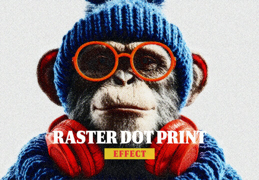 Raster Dot Print Photo Effect
