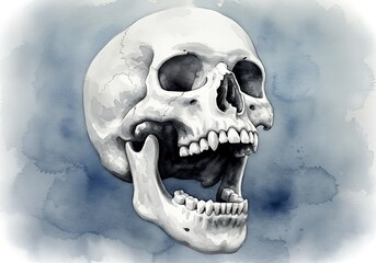 Obraz premium Watercolor Skull: A Cryptic Gaze