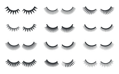 Eyelash Collection Vector Illustration: Beauty and Makeup Elements for Cosmetic Design Projects and Glamour Art