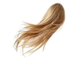 Fototapeta premium Long blonde hair flowing in the wind beautiful shiny locks, Isolated On White Background, Png Transparent
