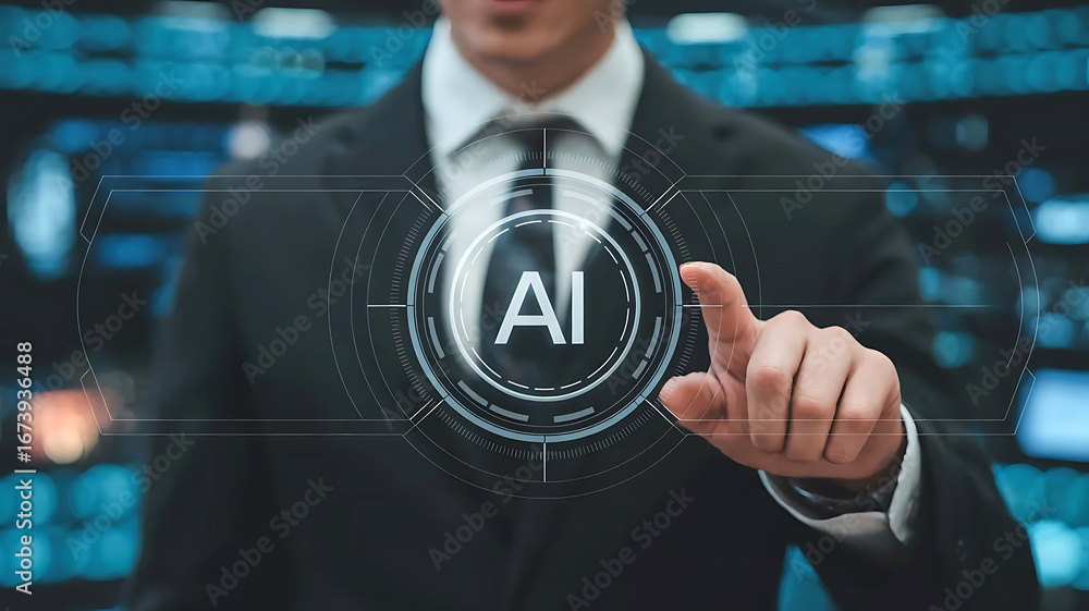 Poster elegant professional activating advanced ai interface with cutting edge technology for business succ