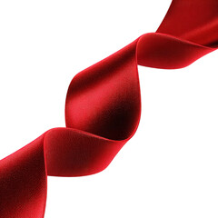 Red Fabric Ribbon Twirling on Black Background