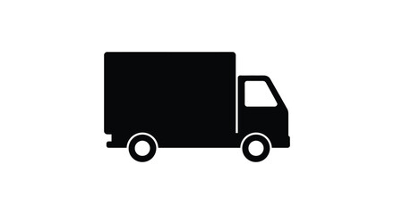 a black silhouette of a delivery truck on a white background © AL-AMIN