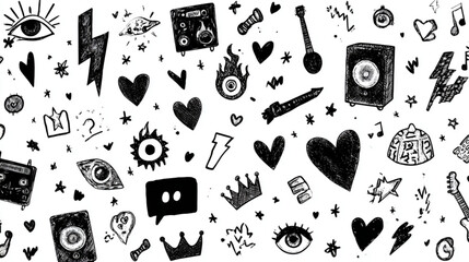 Hand-Drawn Musical and Abstract Doodles punk rock eye old school 
