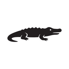 Alligator Side View Silhouette Icon – Reptile, Wetland Wildlife