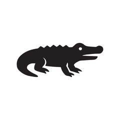 Alligator Silhouette Icon – Reptile, Wetland Wildlife