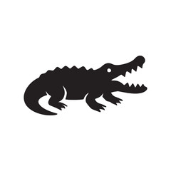 Open-Jaw Crocodile Silhouette Icon – Reptile, Wildlife & Wetland Predator