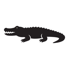 Crocodile Silhouette Icon – Reptile, Wildlife & Danger