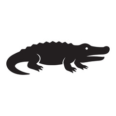 Crocodile Silhouette Icon – Reptile, Wildlife & Danger