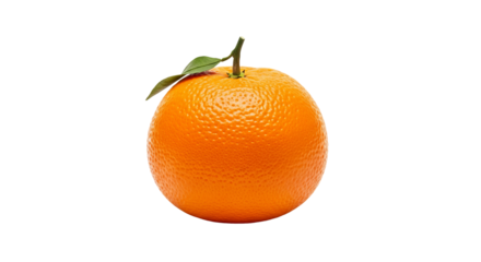 Orange sits against background with a small green leaf attached to the top. - high quality Orange sits against background with a small green leaf atta