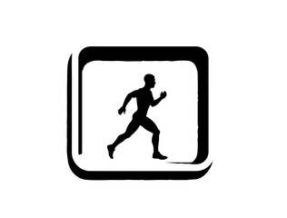  Runing man in silhouette white background.