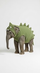 elephant dressed as a dinosaur, Halloween costume, prehistoric dino costume