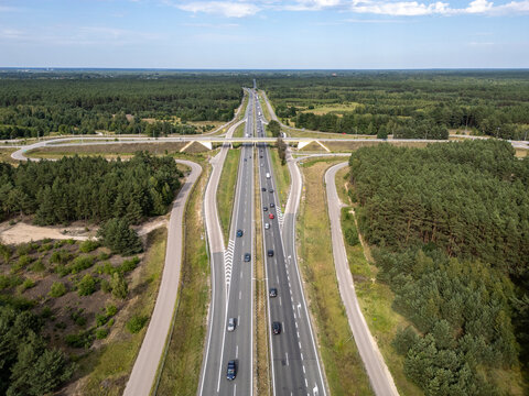 Express road S8 in Wyszkow County, Masovia region of Poland