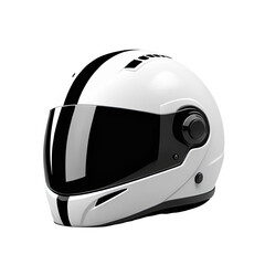 Fototapeta premium Modern white motorcycle helmet with black accents designed for safety and style during rides on urban roads