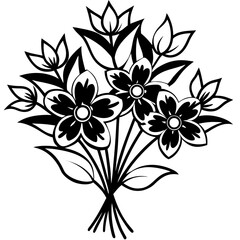 Black Floral Bouquet Silhouette Vector