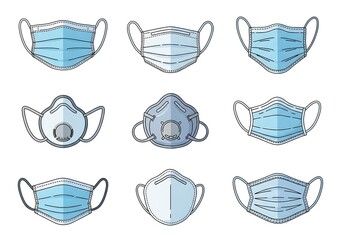 Comprehensive collection of diverse personal protective face mask designs and styles