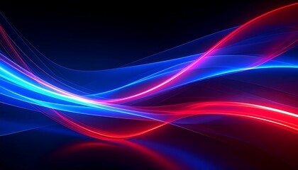 Dynamic Blue and Red Light Streaks Abstract Background.