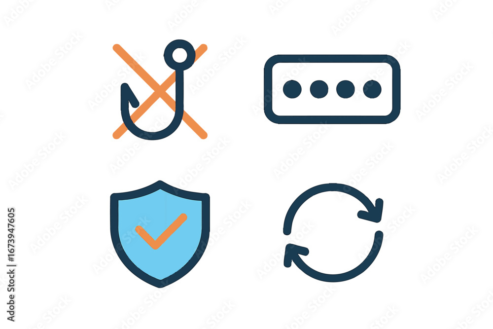 Poster secure online practices with vector illustrations for digital safety