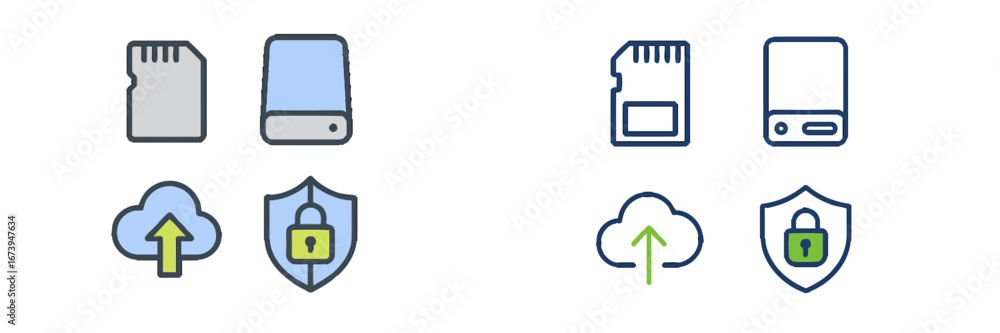 Poster vector illustration of storage devices and cloud security concepts