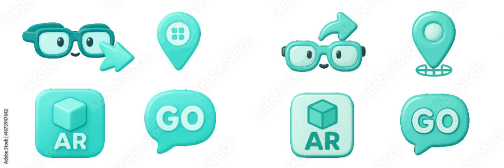 Poster colorful vector icons for augmented reality and navigation apps