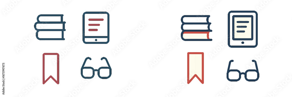 Poster vector illustration of books and reading tools in a minimalist design