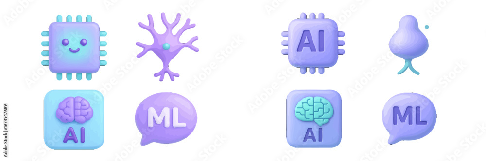 Aufkleber vector illustration of ai and ml concepts with colorful designs